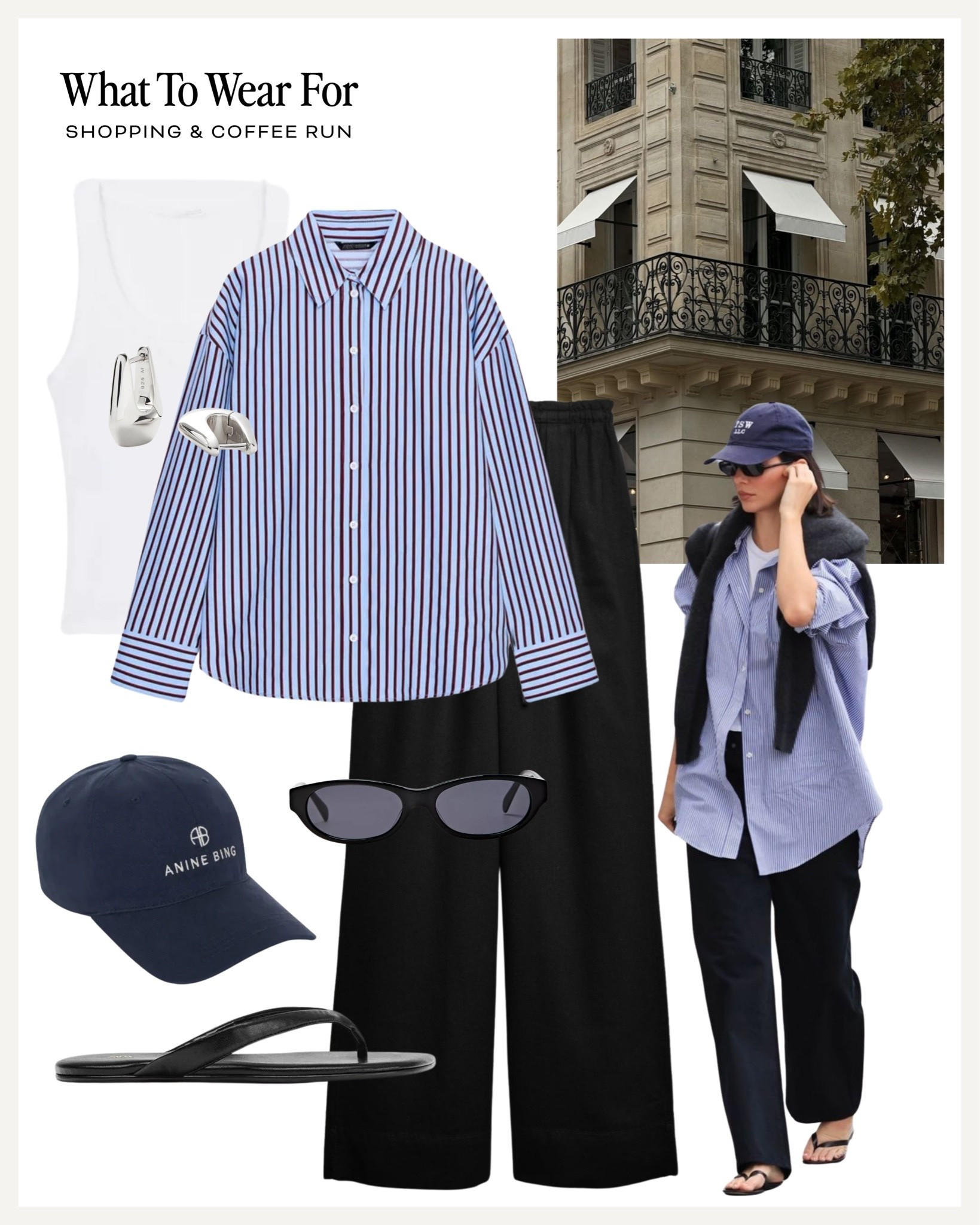 Shopping & coffee run ☕️ 

Summer style, running errands, black linen trousers, Kendal Jenner, anine bing, blue shirt

#LTKsummer