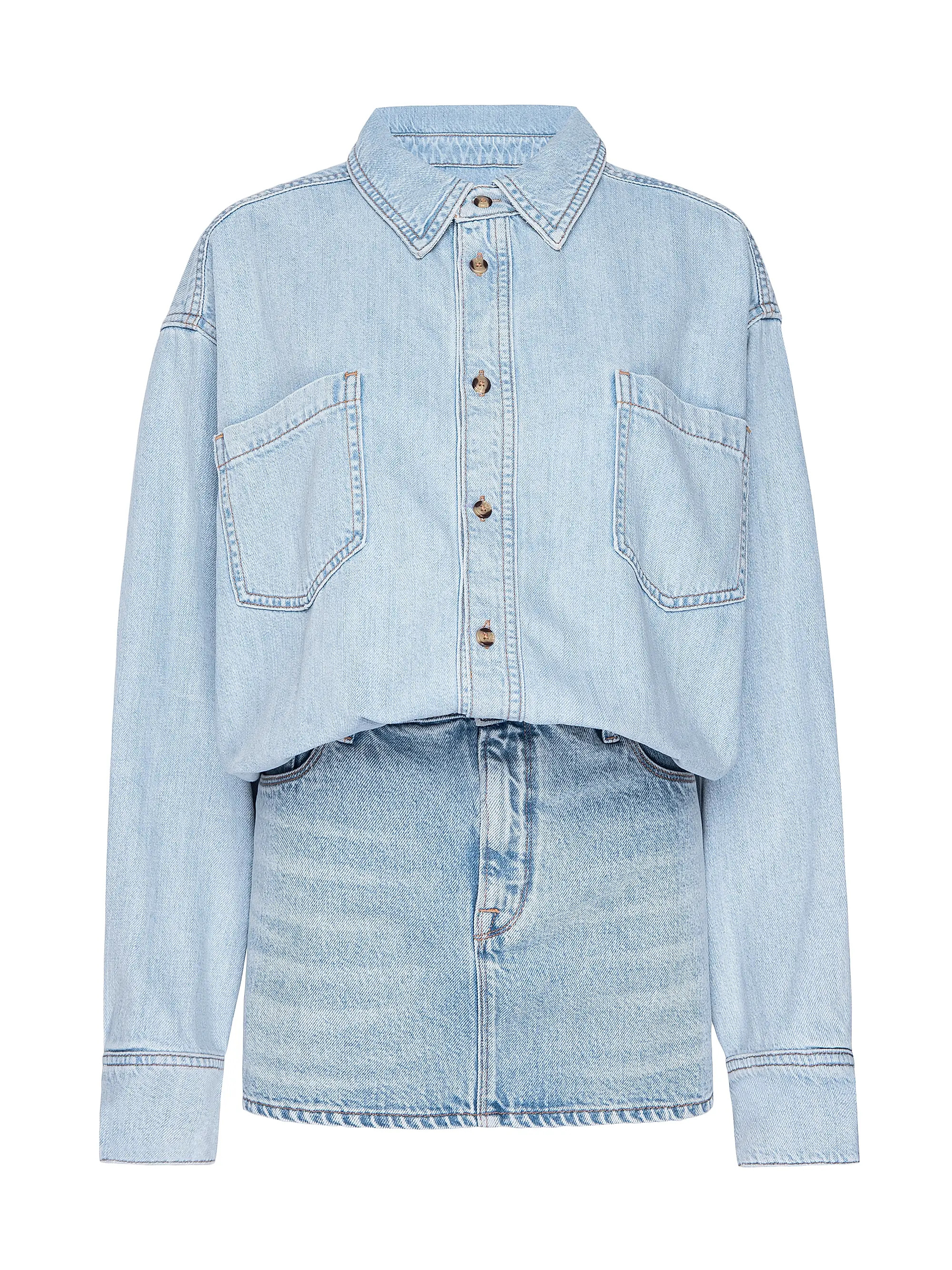 Relaxed Denim Mini Shirtdress | Saks Fifth Avenue
