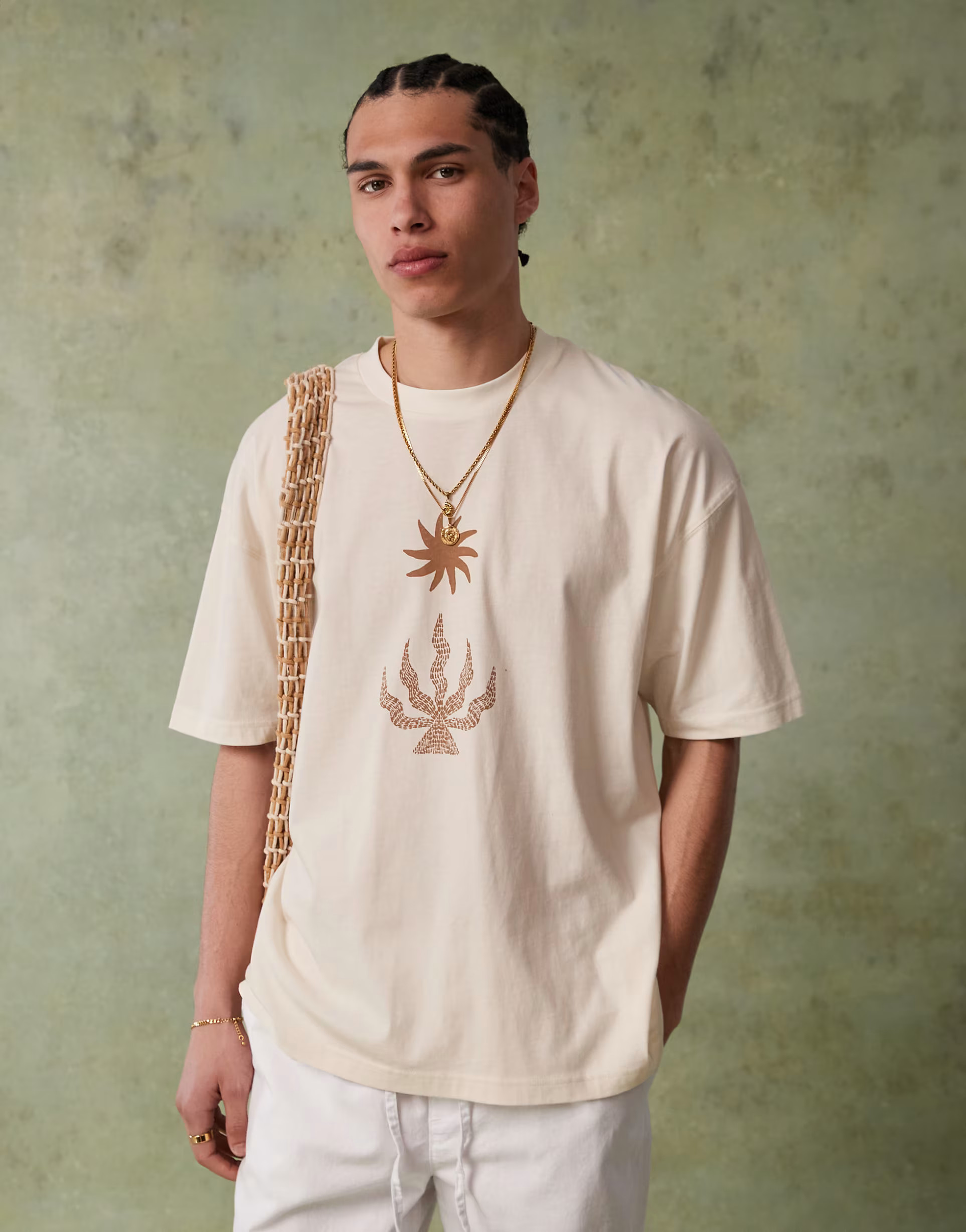 ASOS DESIGN oversized t-shirt with celestial graphic in cream | ASOS (Global)
