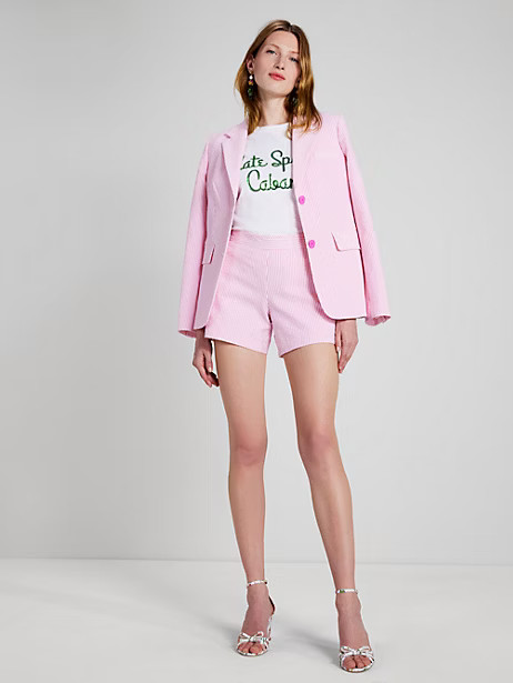 Kate Spade Seersucker Stripe Shorts, Pink Flash - 10 | Kate Spade (US)