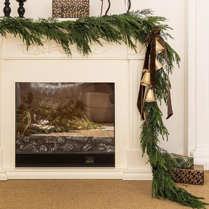 9ft Handmade Christmas Garland,Artificial Norfolk Pine Needles Greenery Seasonal Garland for Chri... | Amazon (US)