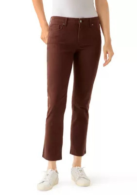 Crown & Ivy Women's Mid Rise Straight Leg Jeans, Brown, 12 | Belk