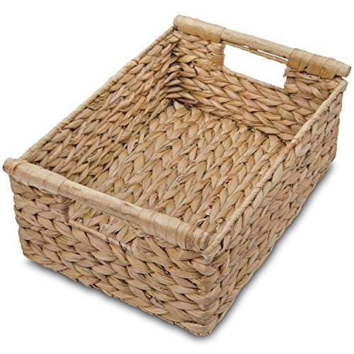 VATIMA Hyacinth Medium Wicker Basket 13.6x9.5x5.6" - With Handle, Living Room Decor, Rectangular Design | Amazon (US)