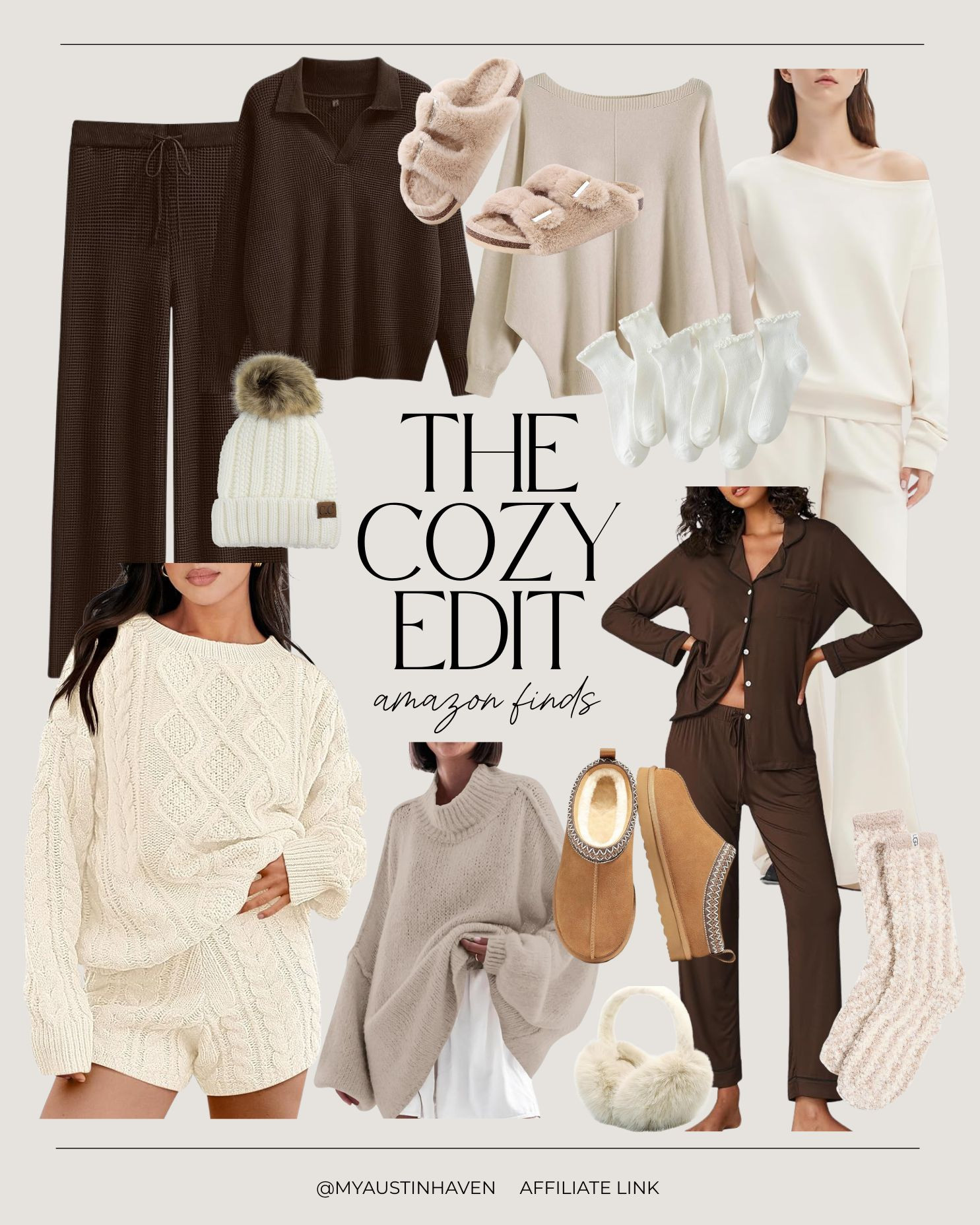 The Cozy Edit | Amazon Edition ☁️ Comfortable loungewear, winter knits, fluffy slippers, matching sets, currently trending, gift ideas for her, chocolate brown, cableknit sweater, suede slippers, comfy outfit, lounge set.

Amazon fashion, Amazon finds
 

 #LTKGiftGuide #LTKFindsUnder50 #LTKStyleTip