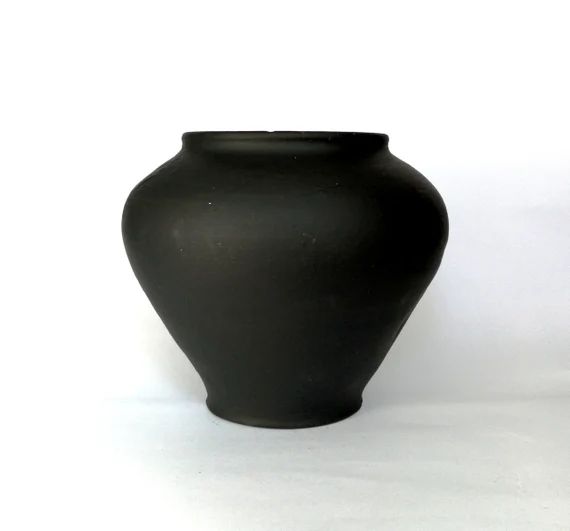 Large antique black clay vessel. Old tall outdoor black vase. Wabi sabi pottery pot. | Etsy (US)