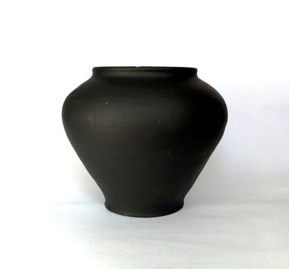 Large antique black clay vessel. Old tall outdoor black vase. Wabi sabi pottery pot. | Etsy (US)
