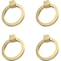 RZDEAL 4Pcs 2.0"x 1-7/9" Solid Brass Pulls for Dresser Drawer Ring Pulls Furniture Hardware Brushed  | Amazon (US)