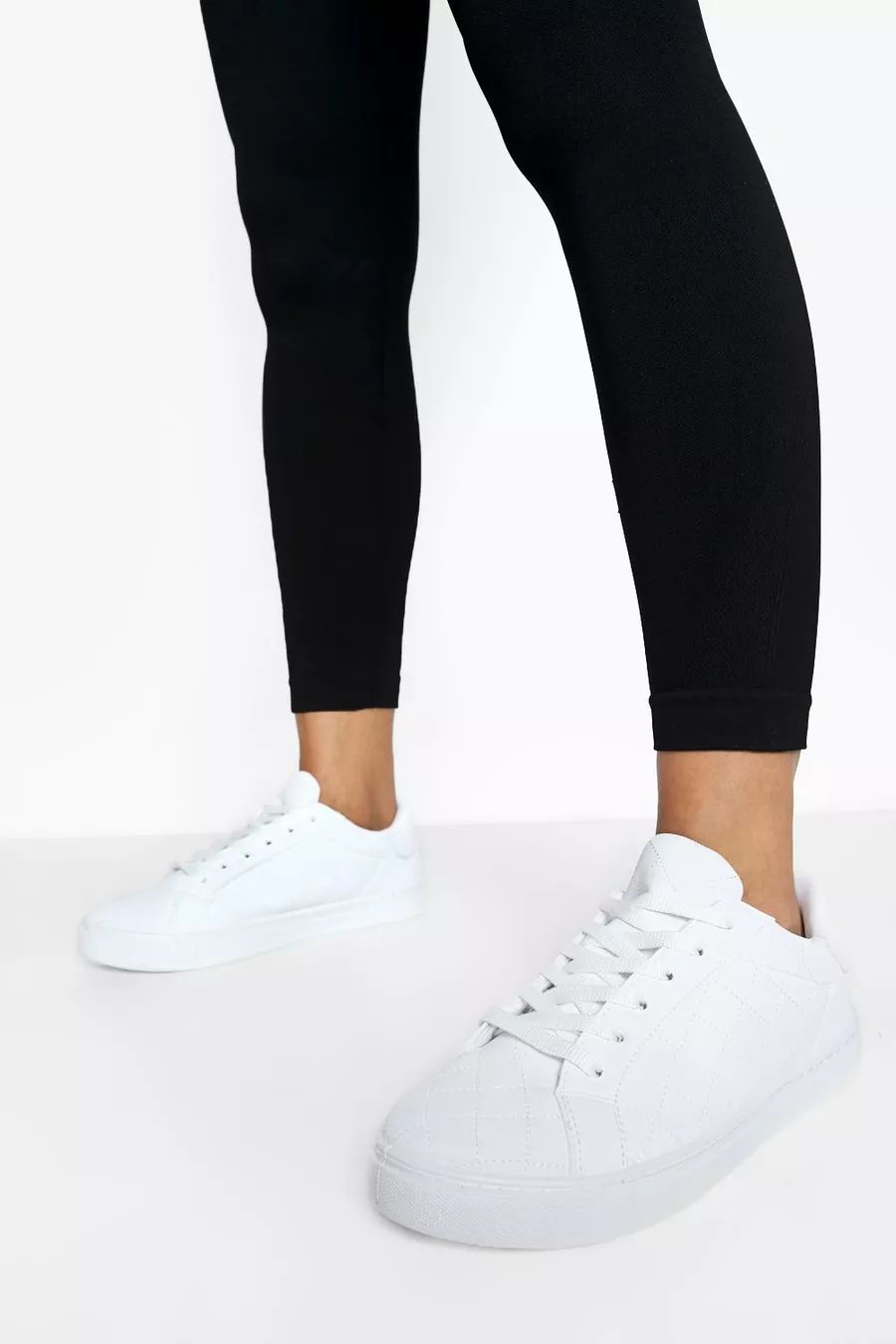 Quilted Lace Up Trainer | Boohoo.com (AU & NZ)