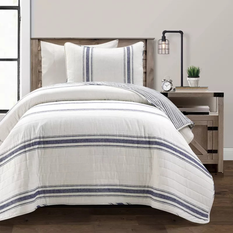 Farmhouse Stripe Reversible Quilt & Sham Set - Lush Décor | Target