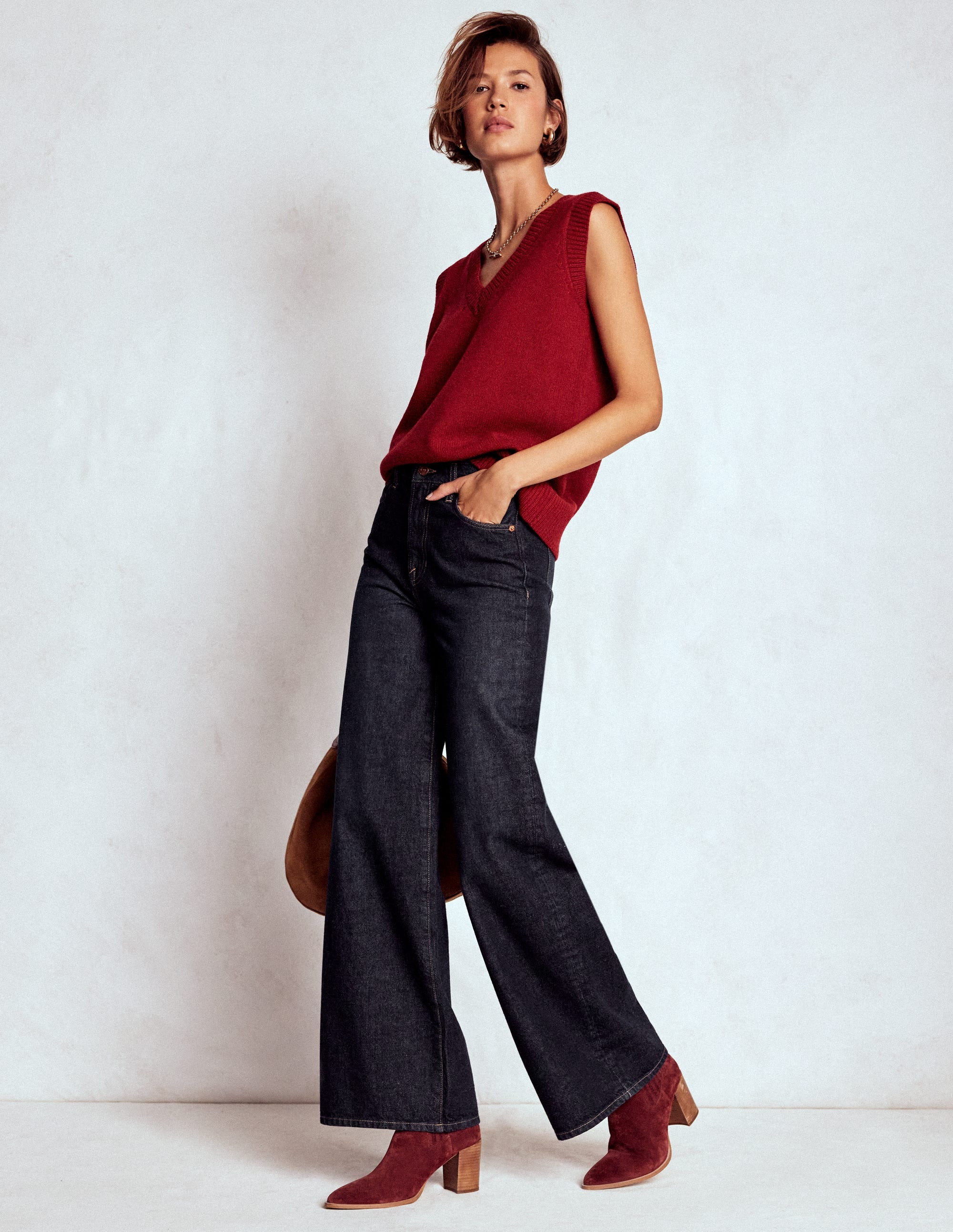 High Waist Wide Leg Jeans Indigo Rinse Boden | Boden (US)