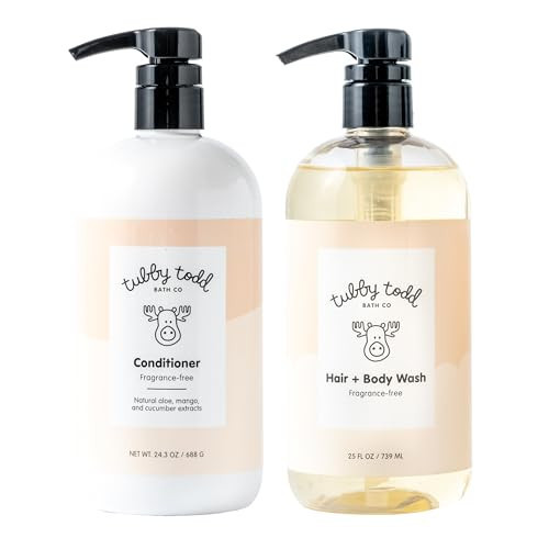 TUBBY TODD Hair Duo - Baby Shampoo and Conditioner Set - Gentle & Moisturizing Hair Care - Hypoallergenic, Non-Irritating - For Newborns, Toddlers & Kids - 25 Fl Oz & 24.3 Fl Oz - Fragrance-Free | Amazon (US)