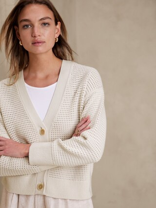 Waffle-Stitch Cardigan | Banana Republic Factory