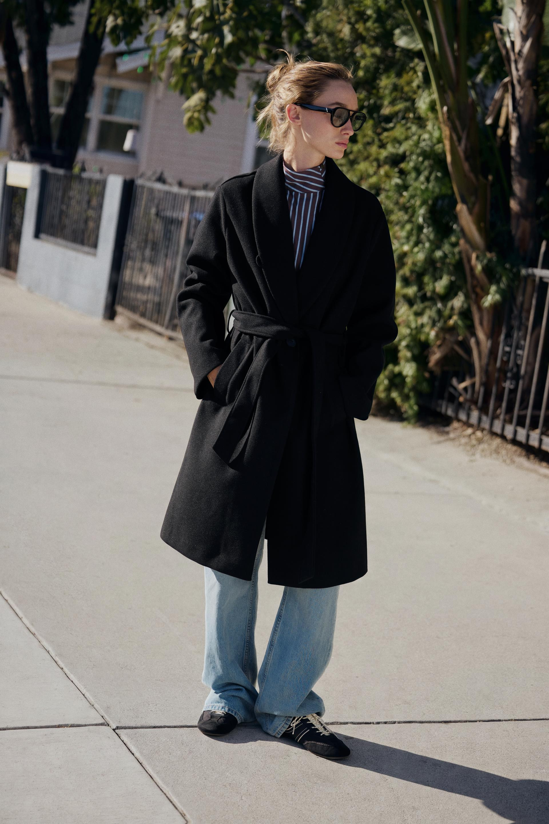 Zara - Soft Belted Coat - Black - Xs - Woman | Zara US