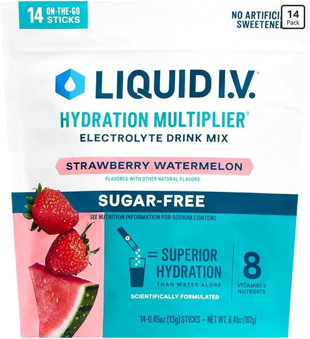 Liquid I.V.\u00ae Hydration Multiplier Sugar-Free - Strawberry Watermelon | Electrolyte Powder Dr... | Amazon (US)