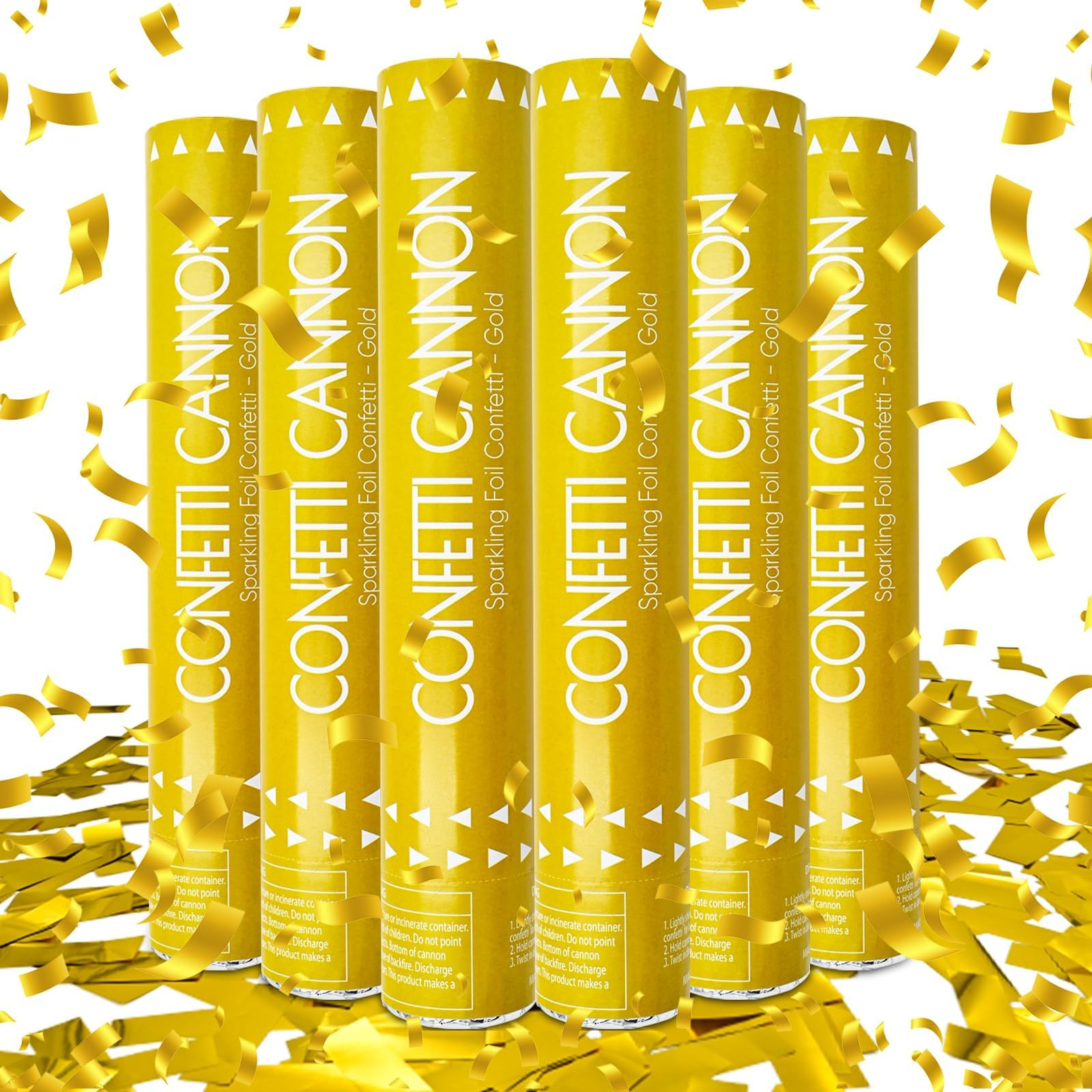 Confetti Cannon 6 Pack Gold Party Poppers 12 Inch Streamer Cannon Confetti Golden Poppers Confett... | Amazon (US)