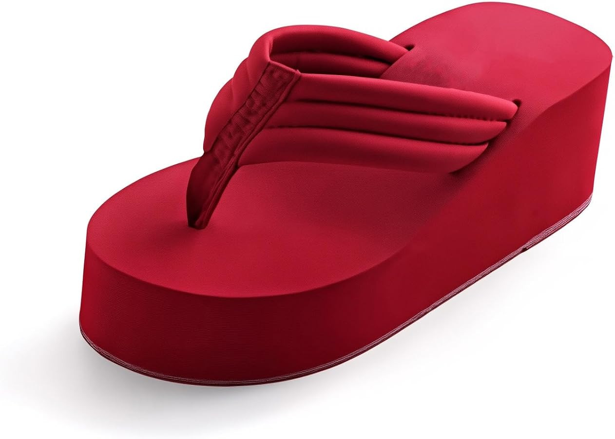 Women's Lightweight Platform Thong Slides Sandals Comfort Slip On Round Toe Non Slip Foam Flip Fl... | Amazon (US)