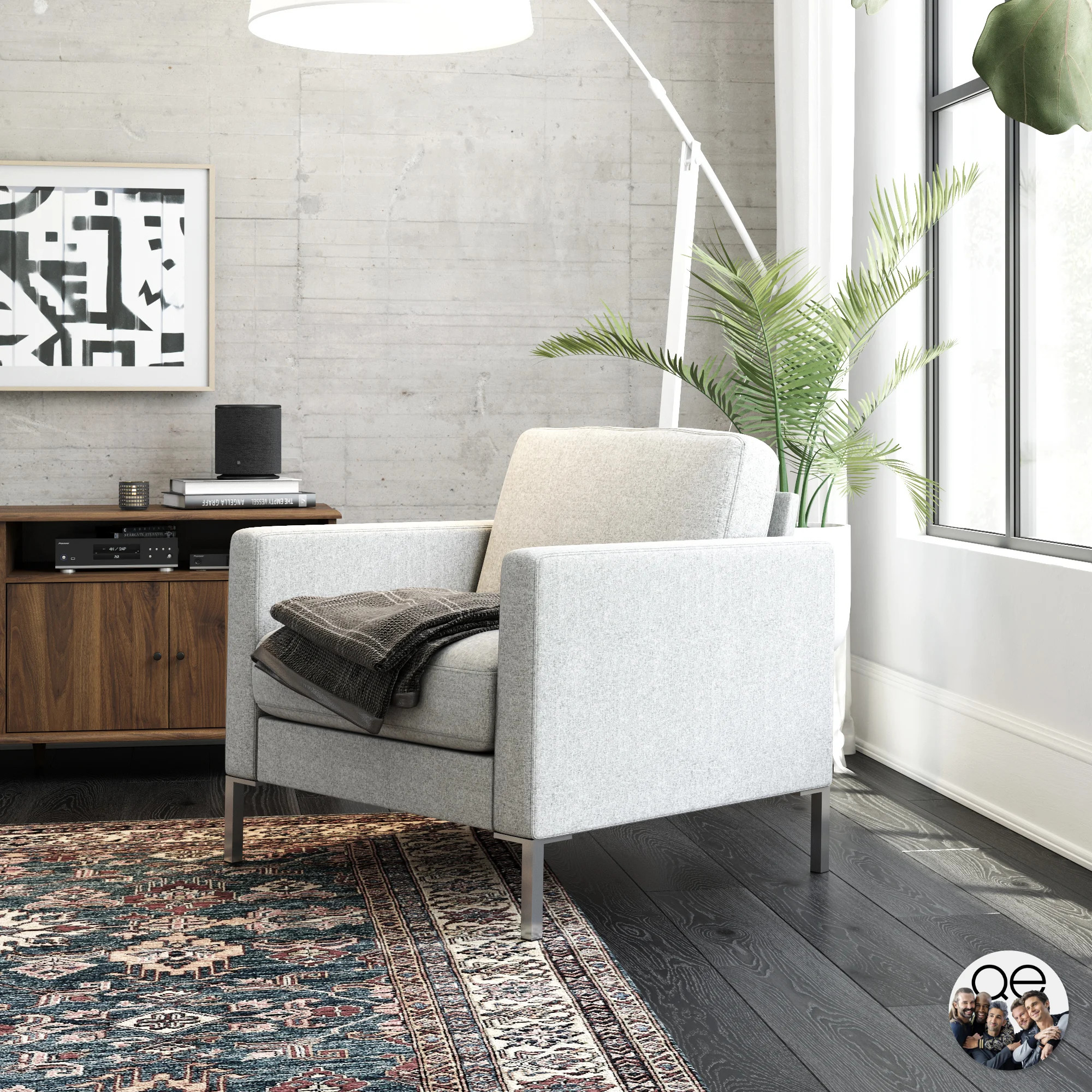 Queer Eye Fabry Modern Accent Chair with Metal Legs, Gray | Walmart (US)