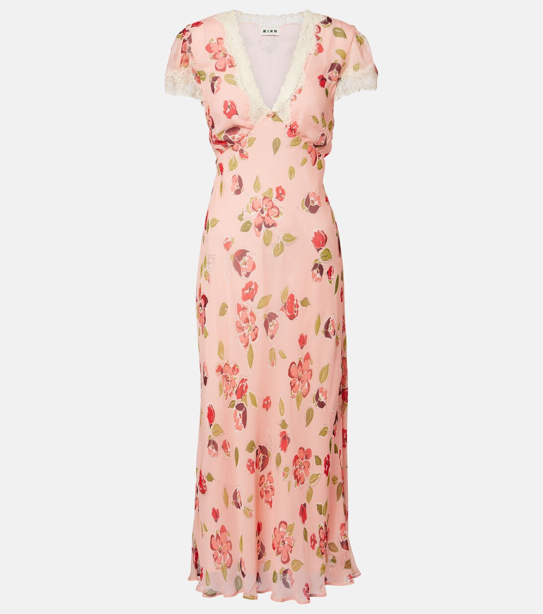 Clarice floral lace-trimmed midi dress | Mytheresa (US/CA)
