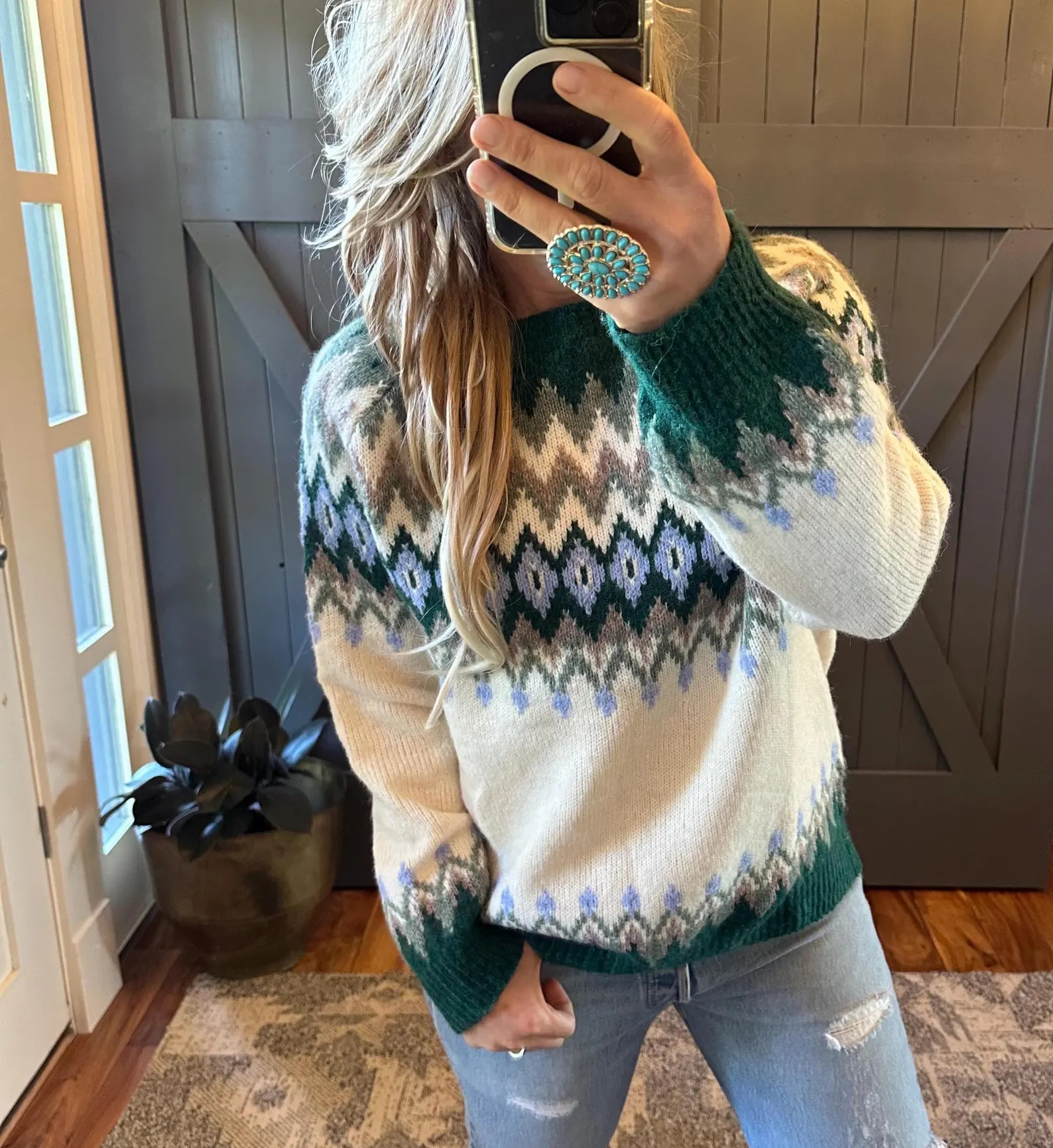 Handmade Icelandic Sweater: Nordic Fair Isle Knit Cotton Blend Pullover, Christmas Gift | Etsy (US)