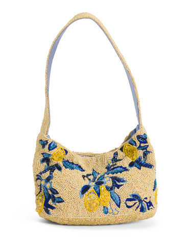 Beaded Lemon Shoulder Bag For Women, Leather | TJ Maxx