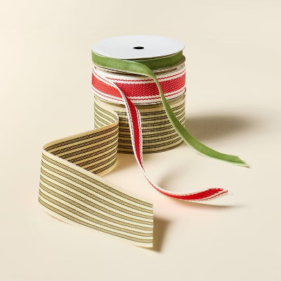 3ct Velvet and Mixed Stripe Christmas Gift Ribbon 45ft - Hearth & Hand™ with Magnolia | Target