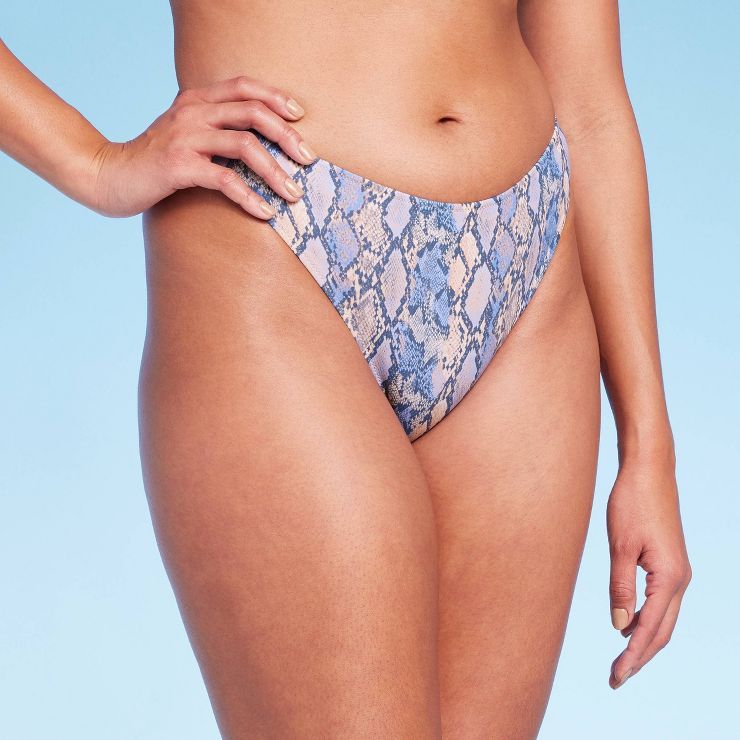 Women's Cheeky Bikini Bottom - Shade & Shore™ Blue Snake Print | Target