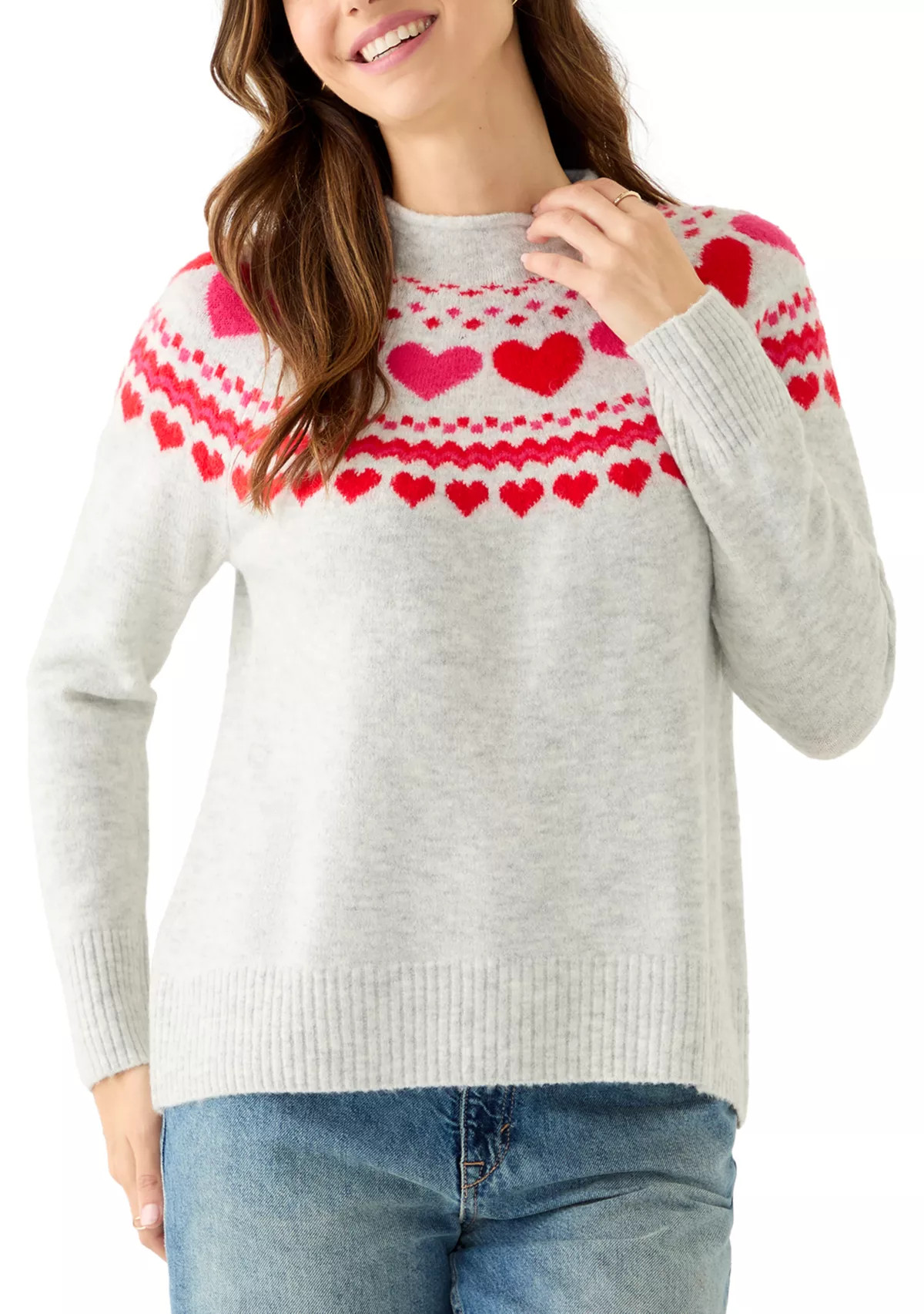 CeCeWomen's Heart Fair Isle Sweater | Belk