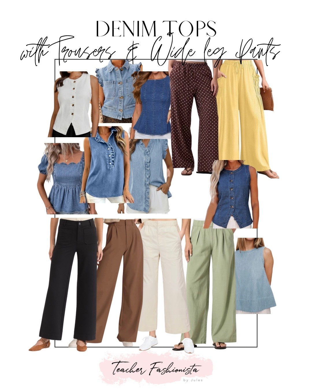 Back to school, office workwear denim top outfit inspo with trousers and wide leg pants! (From Target, Gap factory, Amazon, and Loft!)

#LTKootd #LTKOver40 #LTKWorkwear