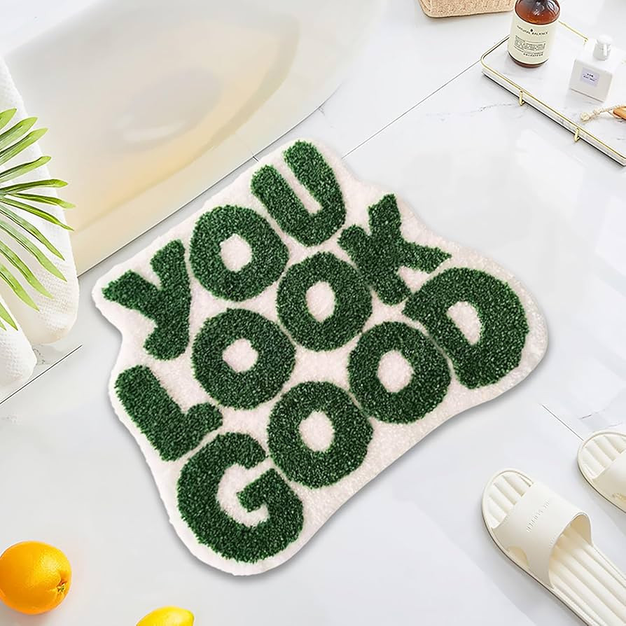 UKELER You Look Good Bath Mat Green Funny Cute Bathroom Rugs for Kids Non Slip Washable Absorbent... | Amazon (US)