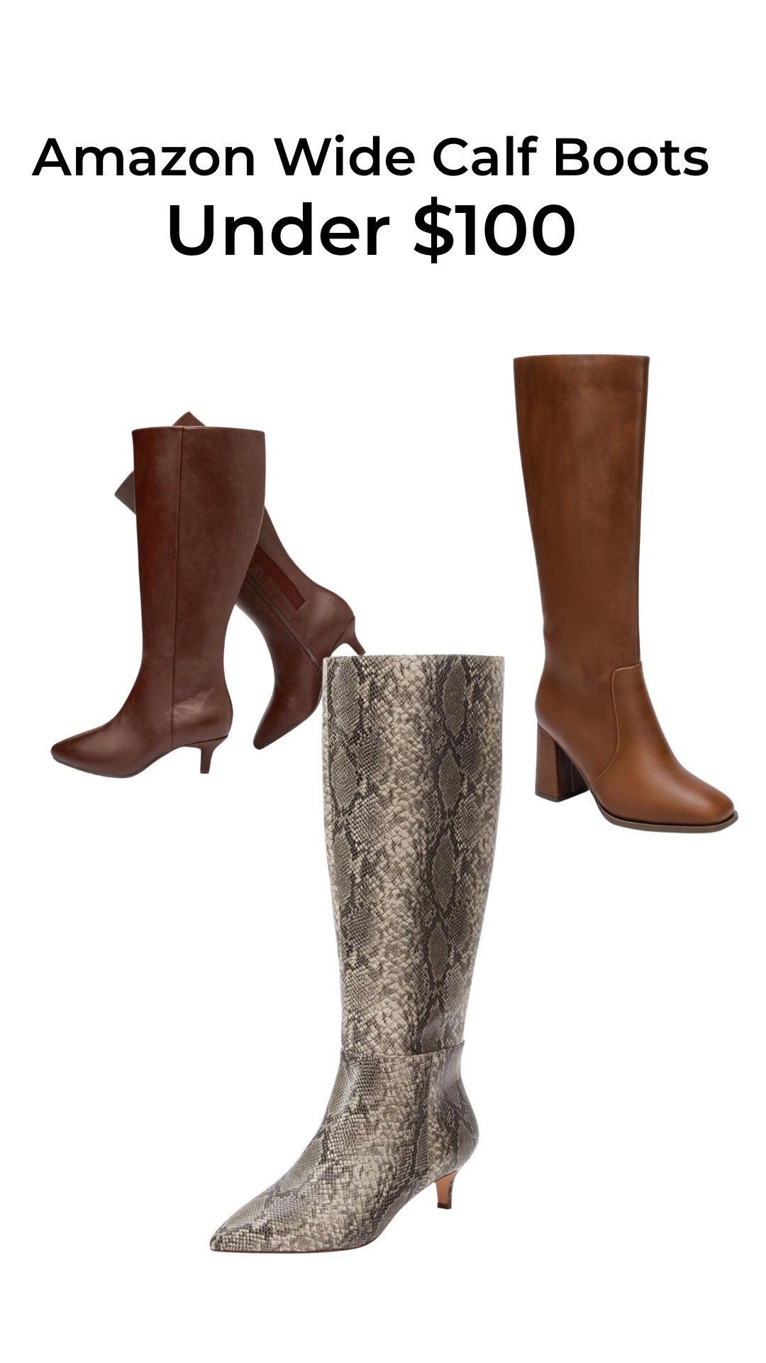 Plus size wide calf boots 
Plus size fall fashion boots
Plus size brown leather wide calf boots
Plus size snake skin wide calf boots 

#LTKPlusSize #LTKMidsize #LTKFindsUnder100