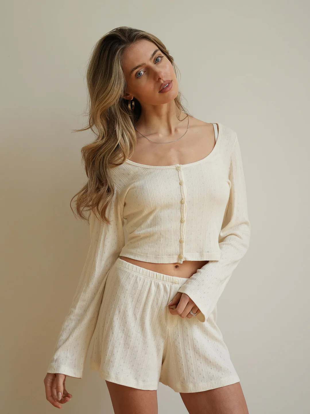 POINTELLE - Longsleeve • Milk | Ninety-9