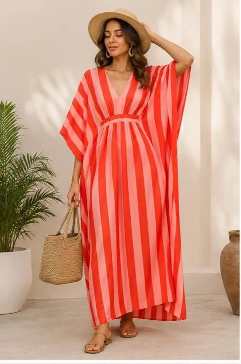 Women\u2019s Striped Kaftan Dress \u2013 Boho Maxi Dress, Resort Wear Cover Up, Summer Beach Kaft... | Etsy (Global)