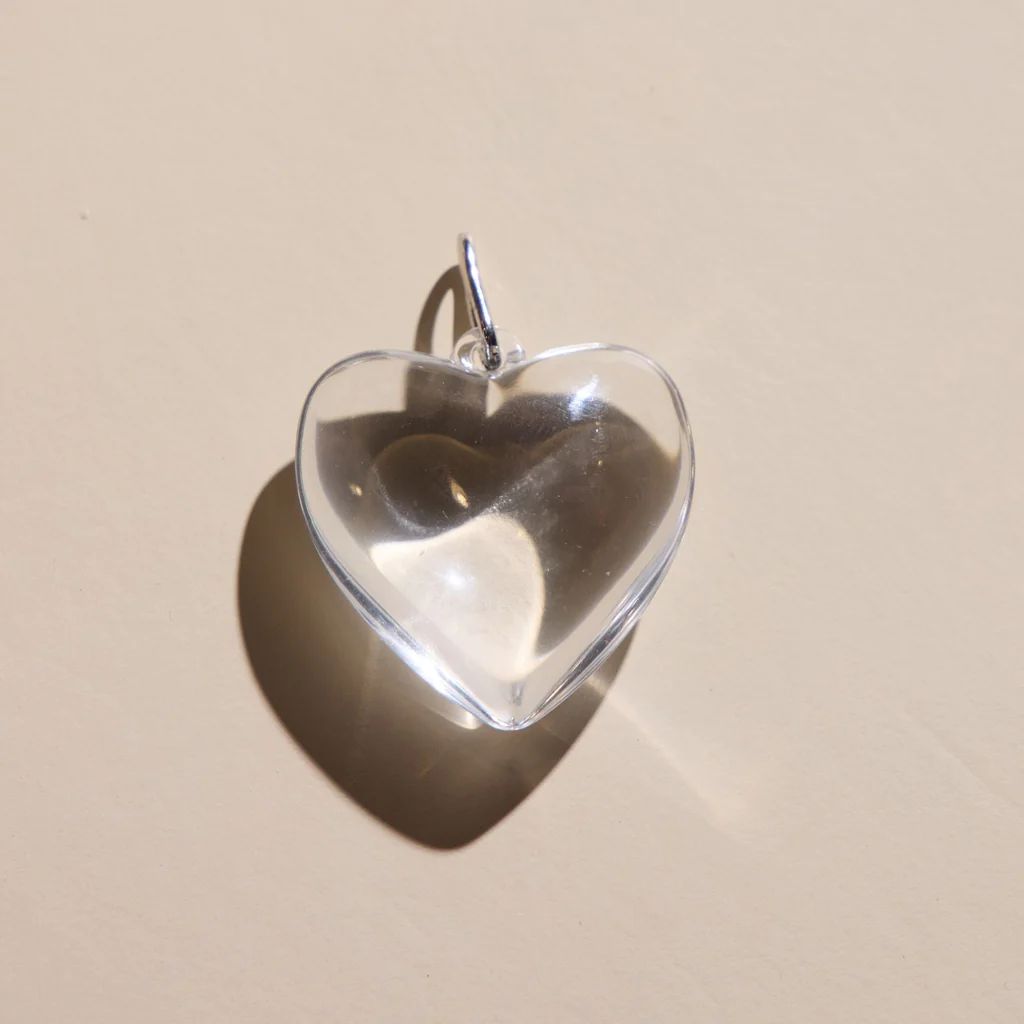 Clear Acrylic Heart Charm | Nickel and Suede