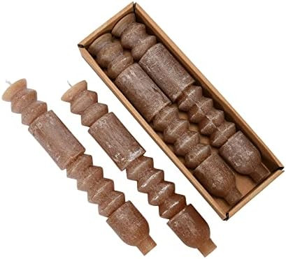 Creative Co-Op Unscented Totem Taper Box, Set of 2, Cappuccino Candles, 2" L x 2" W x 10" H, Brow... | Amazon (US)