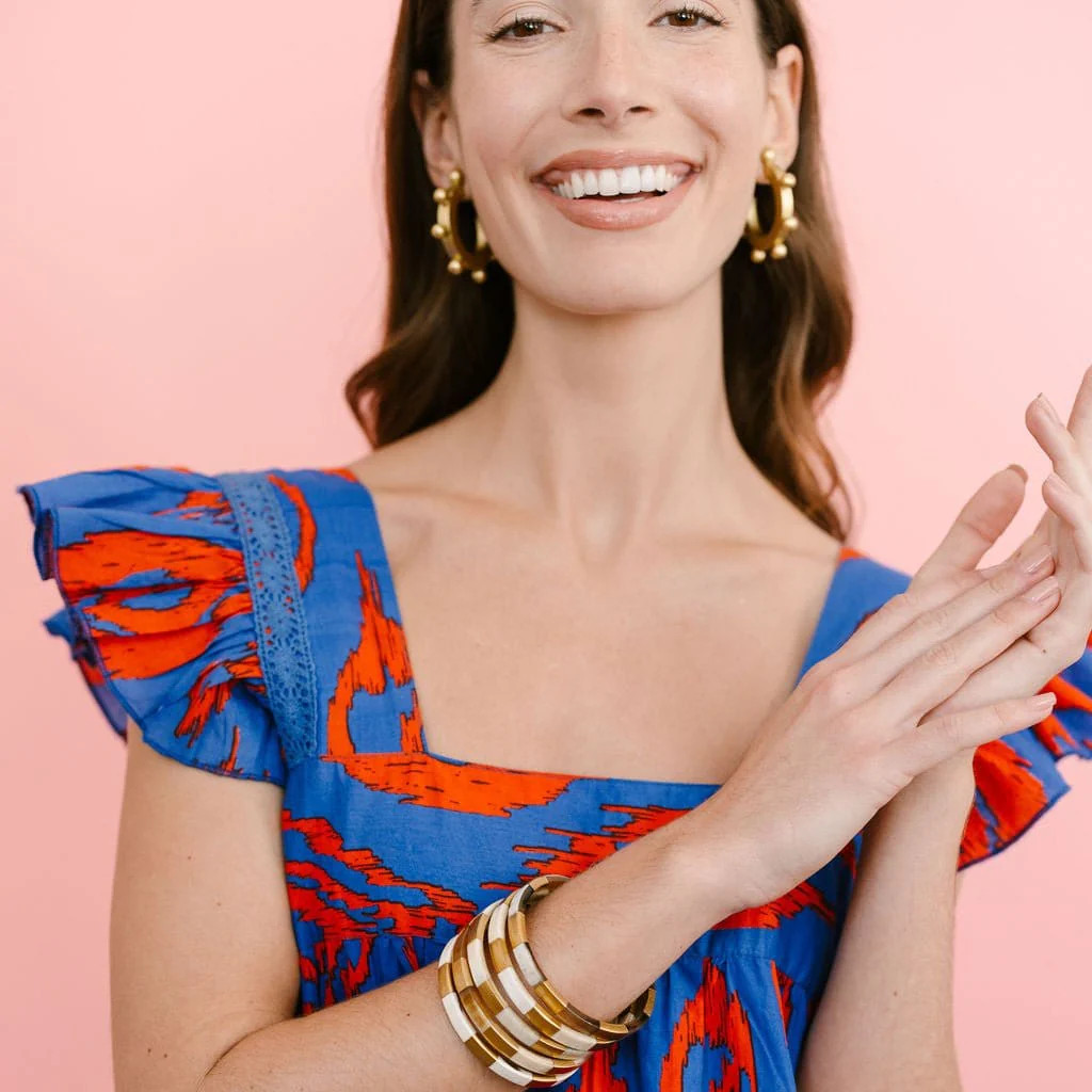 Gold Metallic Bead Hoops | Sunshine Tienda