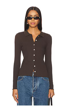 Goldie Lettuce Hem Cardigan in Coffee from Revolve.com | Revolve Clothing (Global)