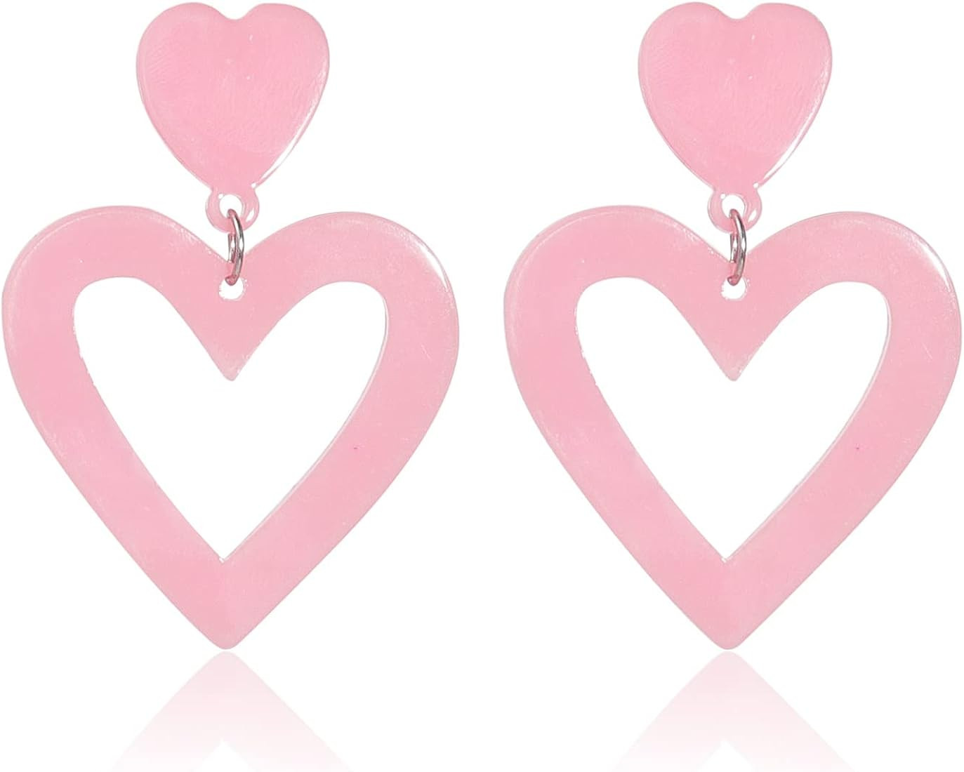 Double Heart Dangle Drop Earring Love Heart Dangle Earrings for Women Valentine's Day Mother's Da... | Amazon (US)