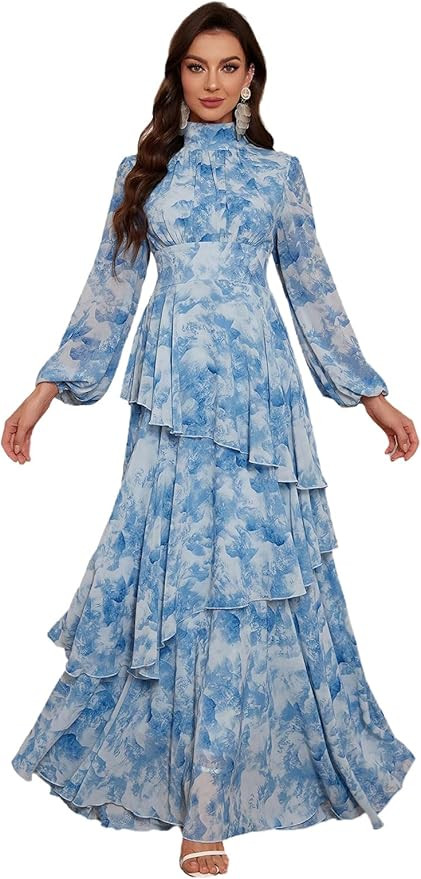 TOLEEN Summer Casual Dresses for Women 2026 Spring Fashion Boho V Neck Long Sleeve Ruffle Floral ... | Amazon (US)