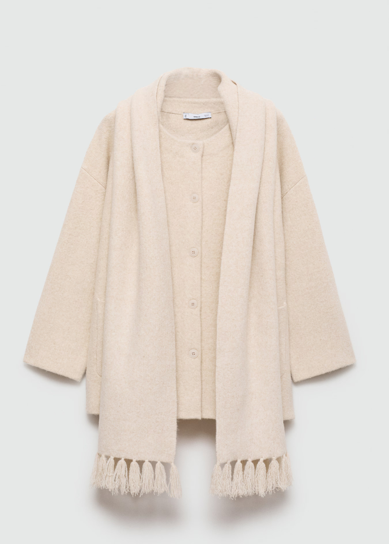Knitted coat with detachable scarf - Women | MANGO United Kingdom | MANGO (UK)