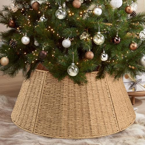 Christmas Tree Collar,24in Woven Christmas Tree Collars for Artificial Trees,Rattan Ring Base Cov... | Amazon (US)