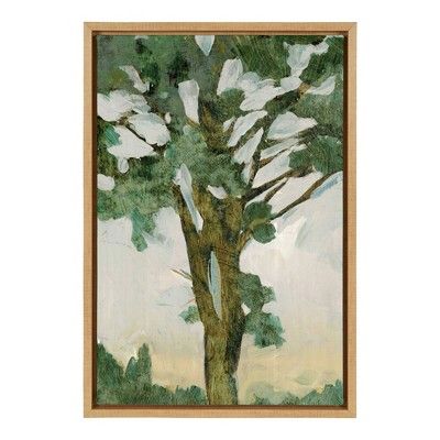 16" x 23" Green Tree Line I Framed Canvas Wall Art - Amanti Art | Target