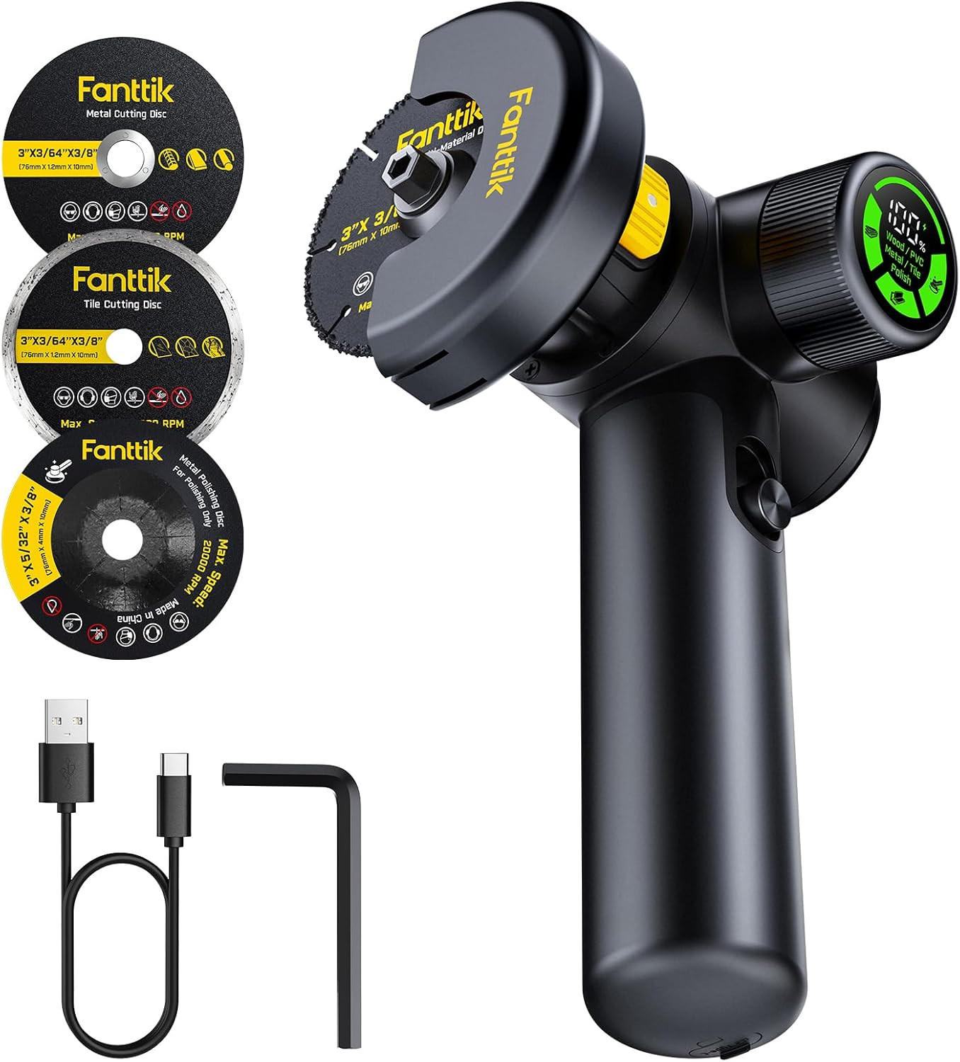 Fanttik M10 ACE Cordless Angle Grinder Brushless, 3 Inch Compact Cut Off Tool with LED Display, 3... | Amazon (US)