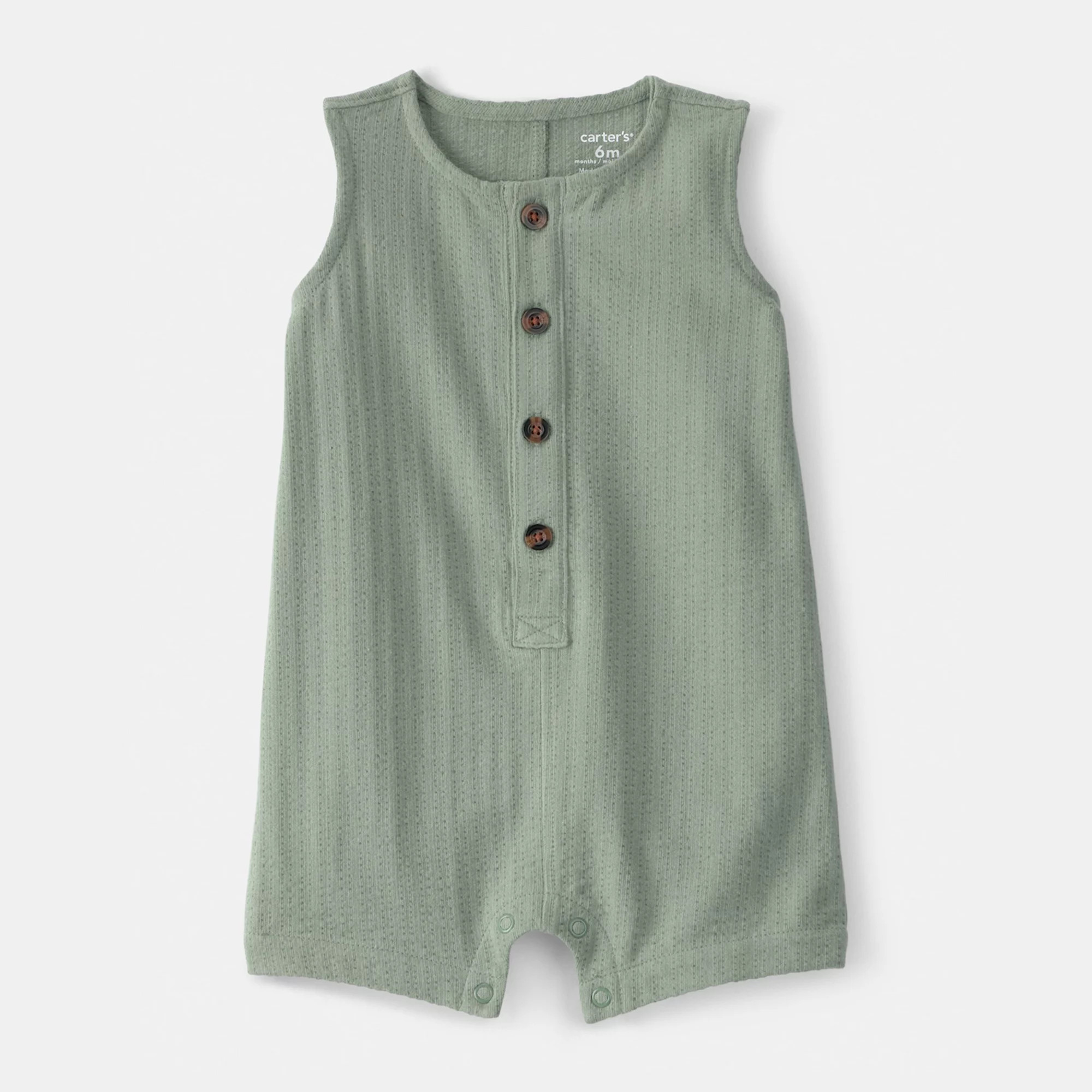 Baby Carter's Solid Sleeveless Romper with Button Closure | Kohl's