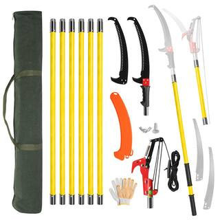 312 in. Yellow Manual Pole Saw Tree Trimmers Hand Pruner | The Home Depot