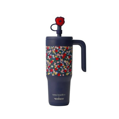 Reduce x Vera Bradley 24oz Chiller Spill Proof Stainless Steel Insulated Straw Tumbler and Topper Poppy Meadow | Target