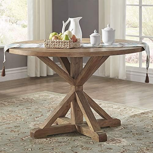 Inspire Q Benchwright X-Base 48" Round Dining Set by Artisan Brown Table Only Pine Finish, Wood F... | Amazon (US)