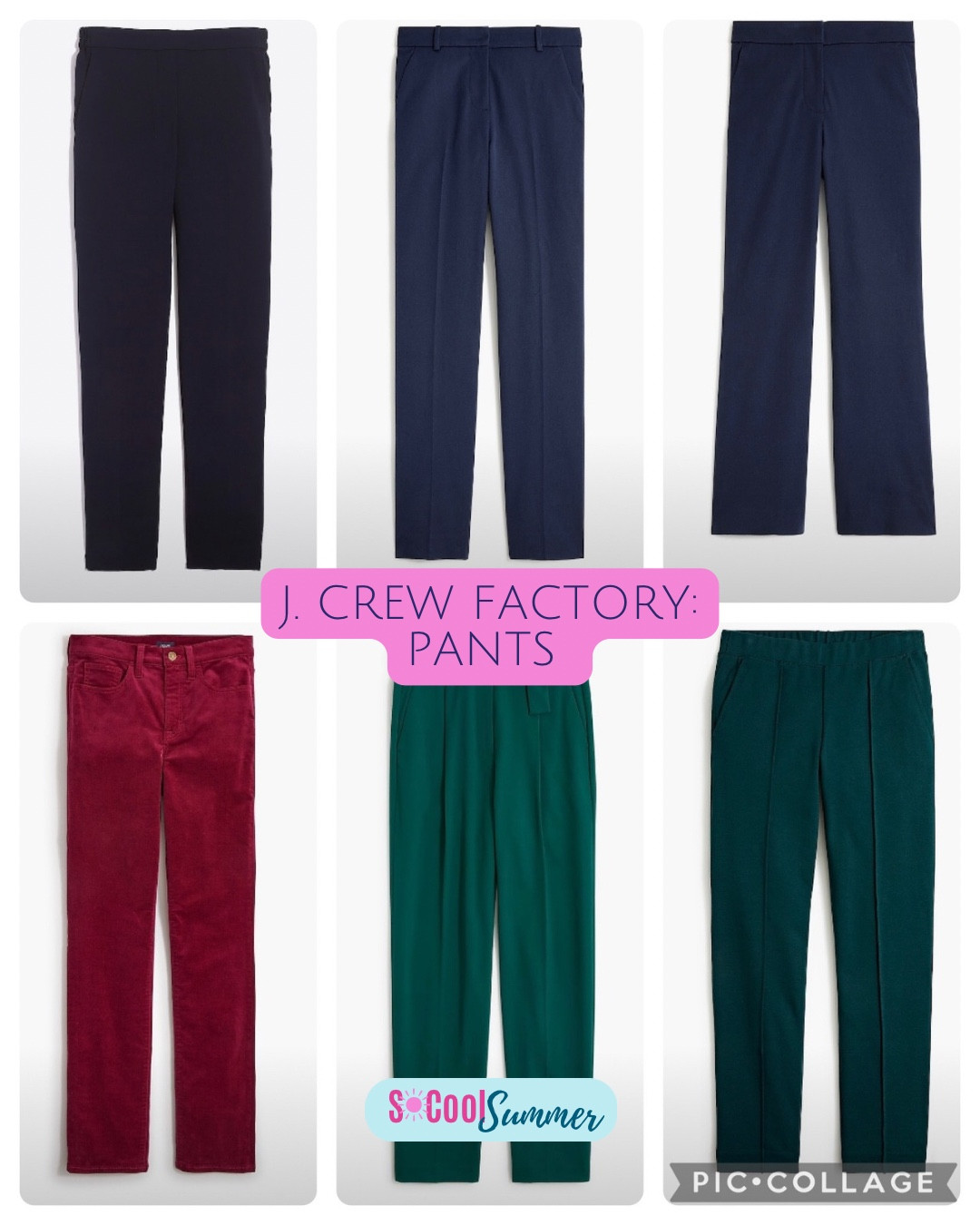 Pants at J Crew Factory for summers.  Love the burgundy and green for holiday looks!

#hocsummer
 #coolsummer #lightsummer #truesummer #softsummer #pastelsummer #darksummer #brownsummer #sweetpeasummer #summerpalette #summerfinds


#LTKWorkwear #LTKFindsUnder50 #LTKSaleAlert