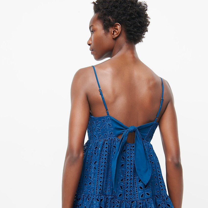 Tie-back tiered dress in eyelet | J. Crew US