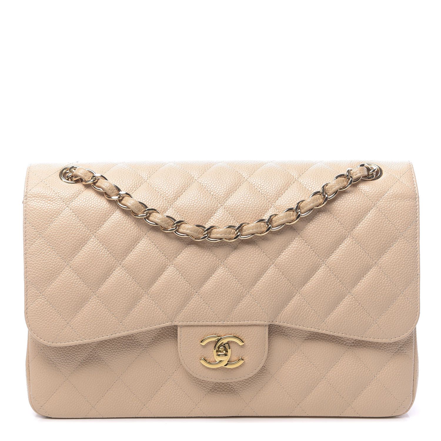 CHANEL

Caviar Quilted Jumbo Double Flap Beige Clair | Fashionphile