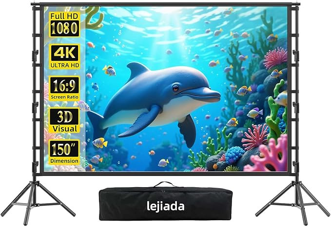 150" Outdoor Projector Screen with Stand, 4K HD Portable Movie Screen for Backyard and Camping, F... | Amazon (US)